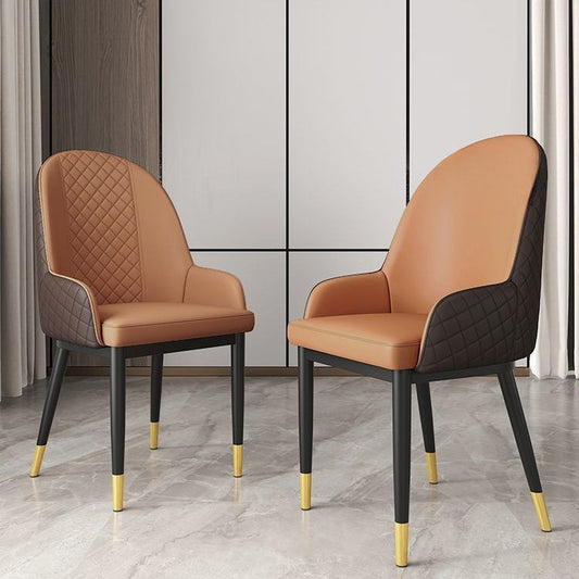 Modern Luxury Rectangular Faux Leather Carbon Steel Dining Chair Backrest Armrest For Dining Room