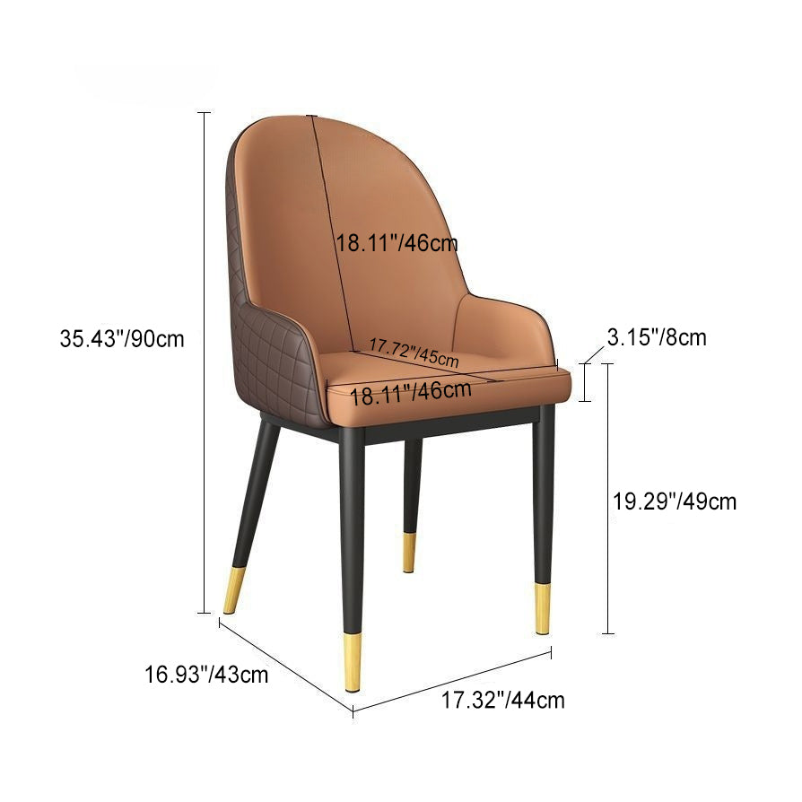 Modern Luxury Rectangular Faux Leather Carbon Steel Dining Chair Backrest Armrest For Dining Room