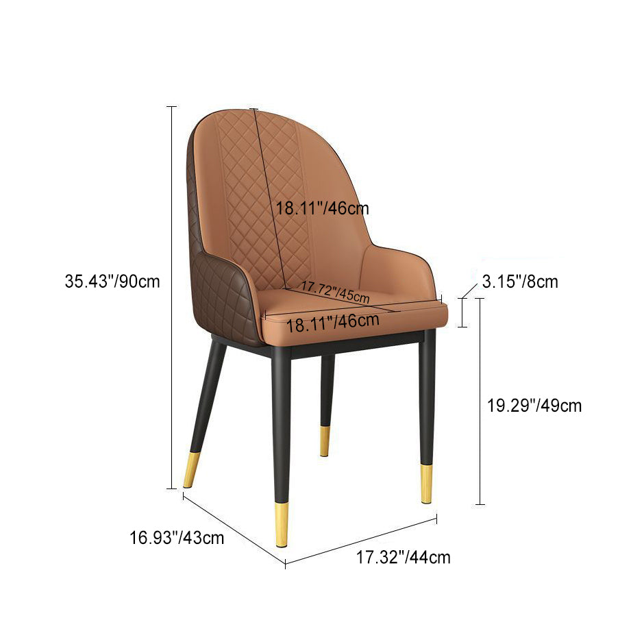 Modern Luxury Rectangular Faux Leather Carbon Steel Dining Chair Backrest Armrest For Dining Room