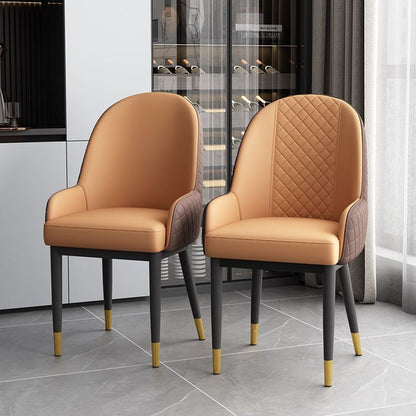 Modern Luxury Rectangular Faux Leather Carbon Steel Dining Chair Backrest Armrest For Dining Room