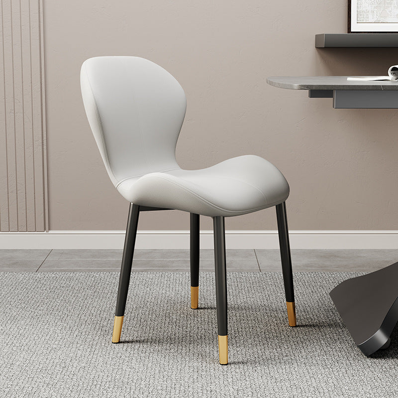 Modern Simplicity Trapezoid Cushion PU Leather Carbon Steel Dining Chair Backrest For Dining Room