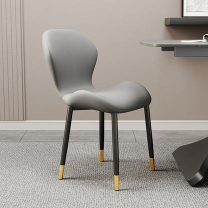 Modern Simplicity Trapezoid Cushion PU Leather Carbon Steel Dining Chair Backrest For Dining Room