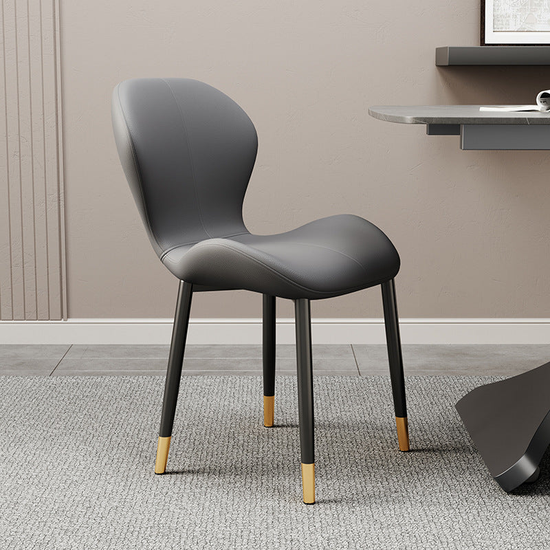 Modern Simplicity Trapezoid Cushion PU Leather Carbon Steel Dining Chair Backrest For Dining Room