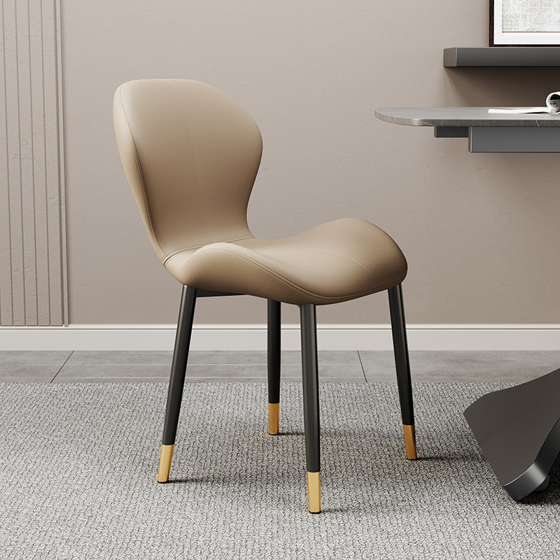 Modern Simplicity Trapezoid Cushion PU Leather Carbon Steel Dining Chair Backrest For Dining Room