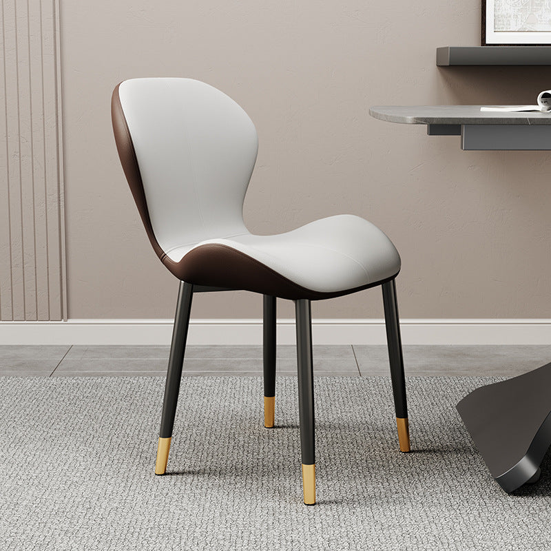 Modern Simplicity Trapezoid Cushion PU Leather Carbon Steel Dining Chair Backrest For Dining Room