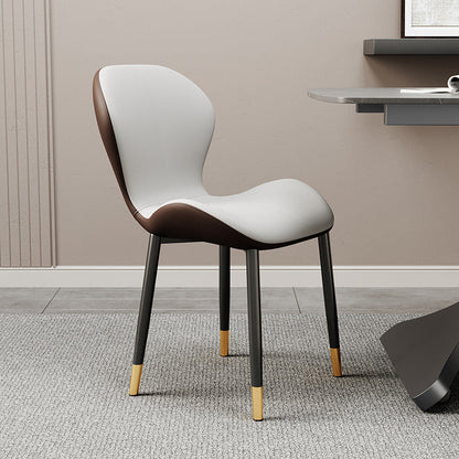 Modern Simplicity Trapezoid Cushion PU Leather Carbon Steel Dining Chair Backrest For Dining Room