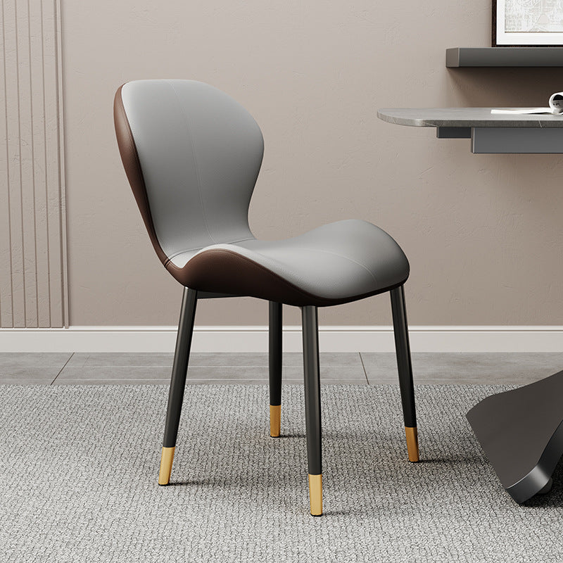 Modern Simplicity Trapezoid Cushion PU Leather Carbon Steel Dining Chair Backrest For Dining Room
