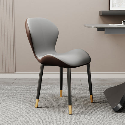 Modern Simplicity Trapezoid Cushion PU Leather Carbon Steel Dining Chair Backrest For Dining Room
