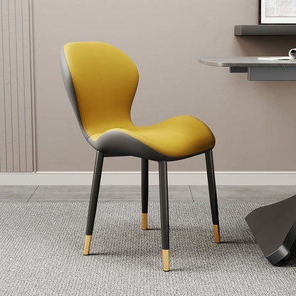 Modern Simplicity Trapezoid Cushion PU Leather Carbon Steel Dining Chair Backrest For Dining Room