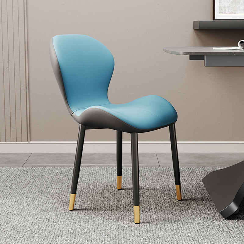 Modern Simplicity Trapezoid Cushion PU Leather Carbon Steel Dining Chair Backrest For Dining Room