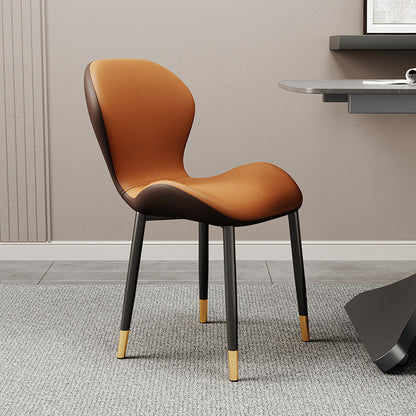 Modern Simplicity Trapezoid Cushion PU Leather Carbon Steel Dining Chair Backrest For Dining Room