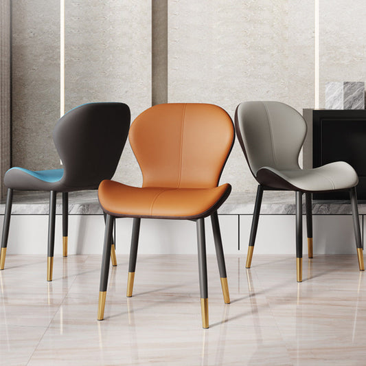 Modern Simplicity Trapezoid Cushion PU Leather Carbon Steel Dining Chair Backrest For Dining Room