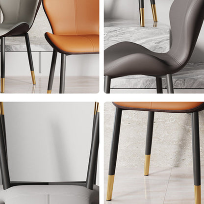 Modern Simplicity Trapezoid Cushion PU Leather Carbon Steel Dining Chair Backrest For Dining Room