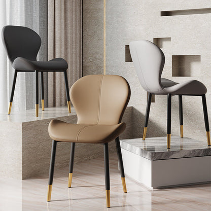 Modern Simplicity Trapezoid Cushion PU Leather Carbon Steel Dining Chair Backrest For Dining Room