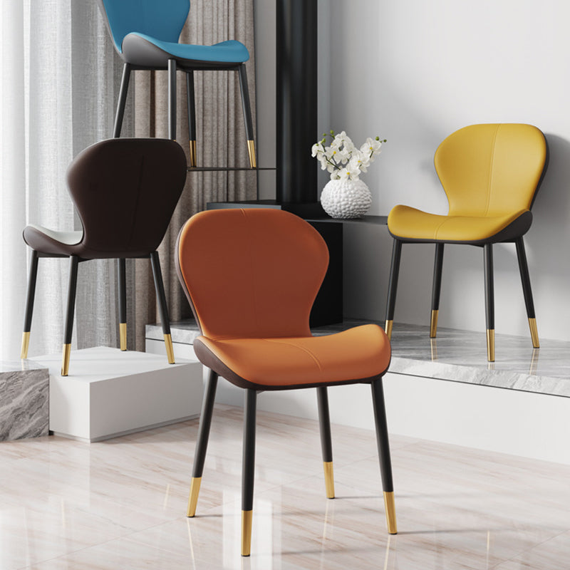 Modern Simplicity Trapezoid Cushion PU Leather Carbon Steel Dining Chair Backrest For Dining Room
