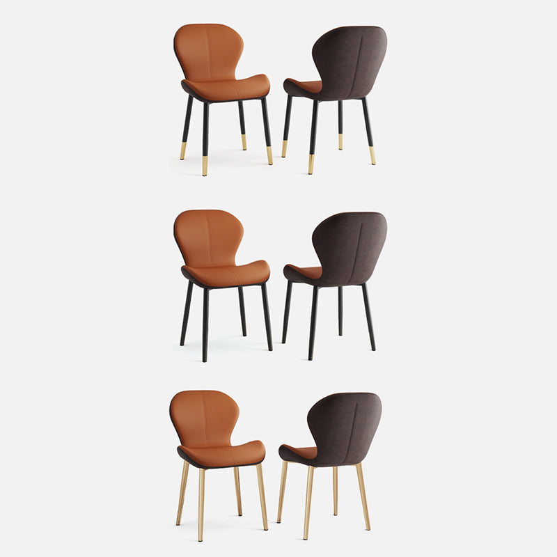 Modern Simplicity Trapezoid Cushion PU Leather Carbon Steel Dining Chair Backrest For Dining Room