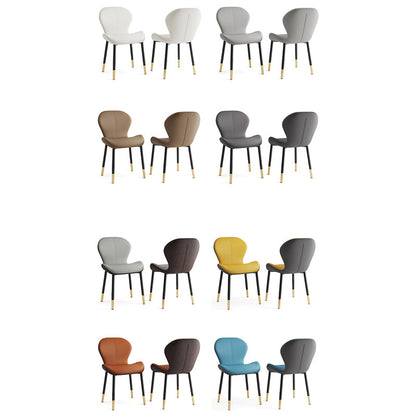 Modern Simplicity Trapezoid Cushion PU Leather Carbon Steel Dining Chair Backrest For Dining Room