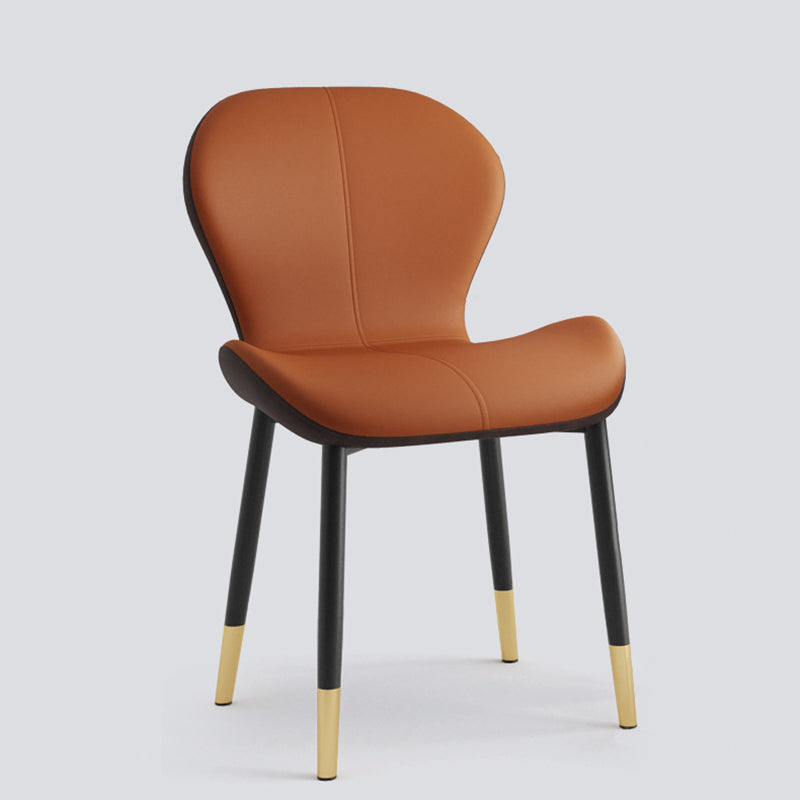Modern Simplicity Trapezoid Cushion PU Leather Carbon Steel Dining Chair Backrest For Dining Room