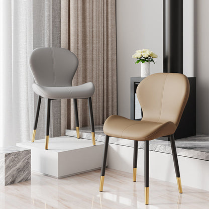Modern Simplicity Trapezoid Cushion PU Leather Carbon Steel Dining Chair Backrest For Dining Room