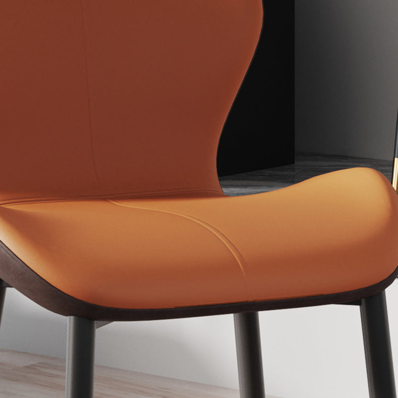 Modern Simplicity Trapezoid Cushion PU Leather Carbon Steel Dining Chair Backrest For Dining Room