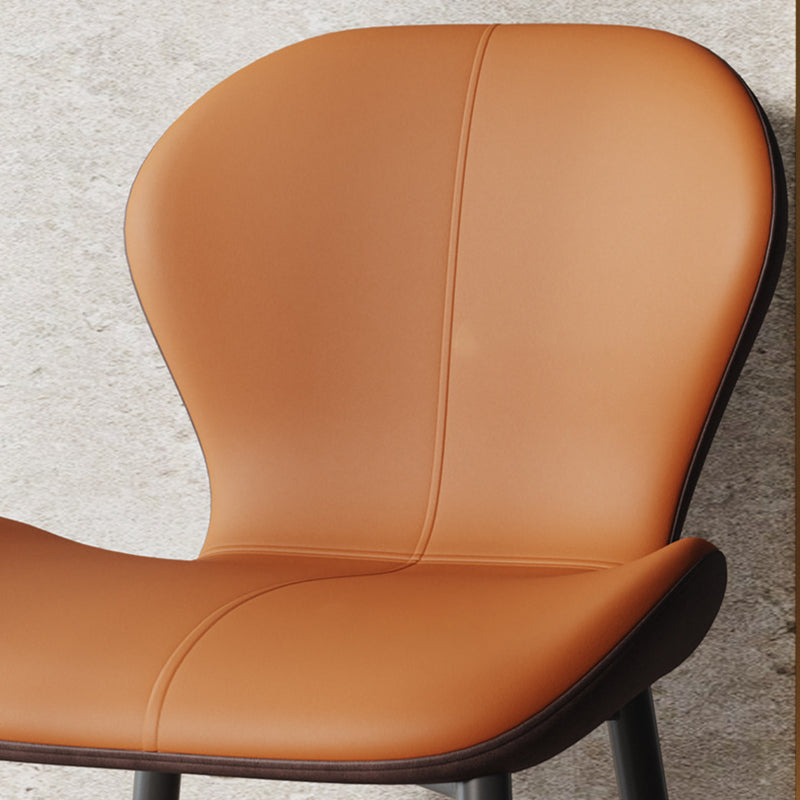 Modern Simplicity Trapezoid Cushion PU Leather Carbon Steel Dining Chair Backrest For Dining Room