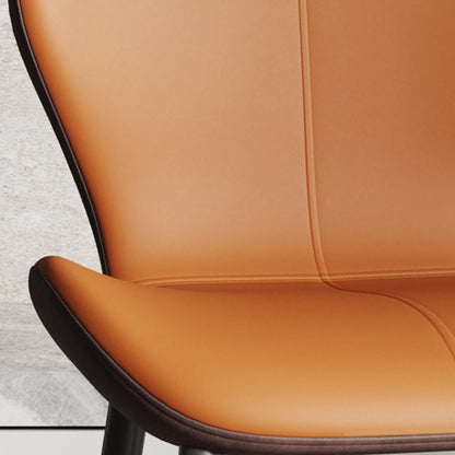 Modern Simplicity Trapezoid Cushion PU Leather Carbon Steel Dining Chair Backrest For Dining Room