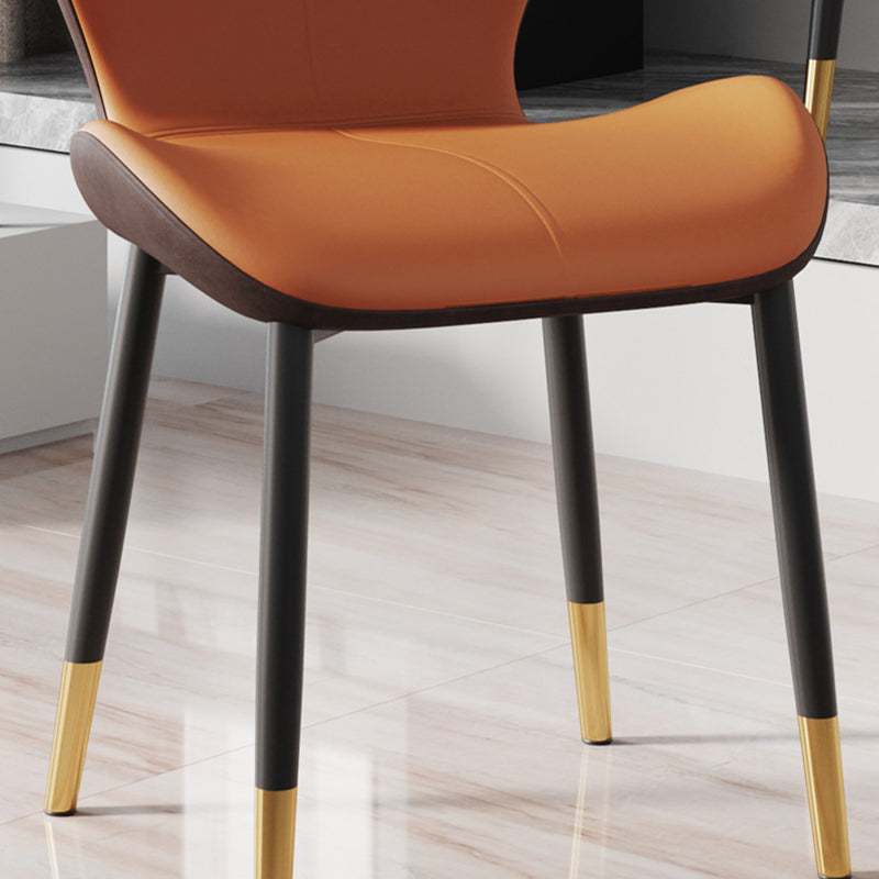 Modern Simplicity Trapezoid Cushion PU Leather Carbon Steel Dining Chair Backrest For Dining Room
