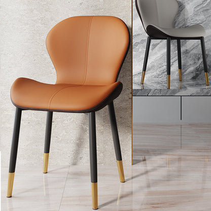Modern Simplicity Trapezoid Cushion PU Leather Carbon Steel Dining Chair Backrest For Dining Room