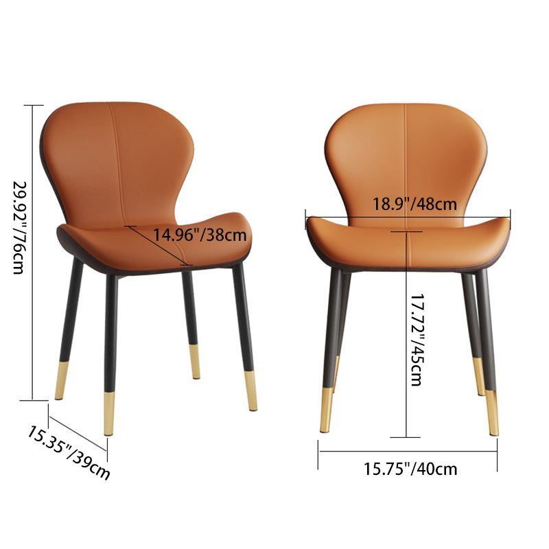 Modern Simplicity Trapezoid Cushion PU Leather Carbon Steel Dining Chair Backrest For Dining Room