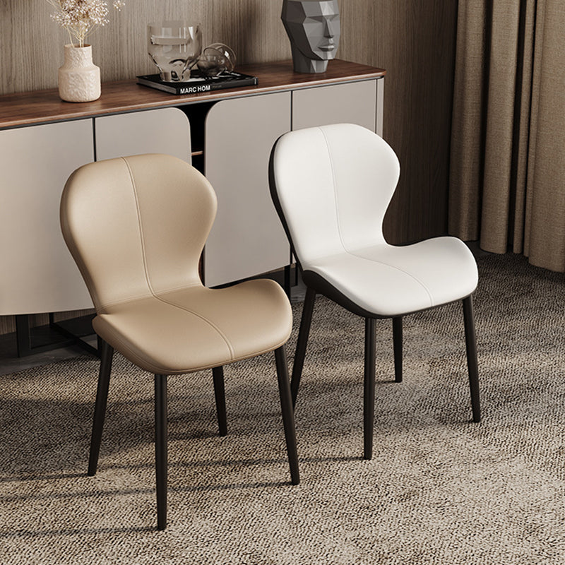 Modern Simplicity Trapezoid Cushion PU Leather Carbon Steel Dining Chair Backrest For Dining Room