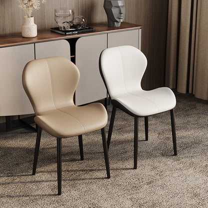 Modern Simplicity Trapezoid Cushion PU Leather Carbon Steel Dining Chair Backrest For Dining Room