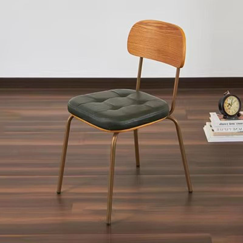 Traditional Vintage Square Cushion Iron PU Leather Sponge Dining Chair Backrest For Dining Room