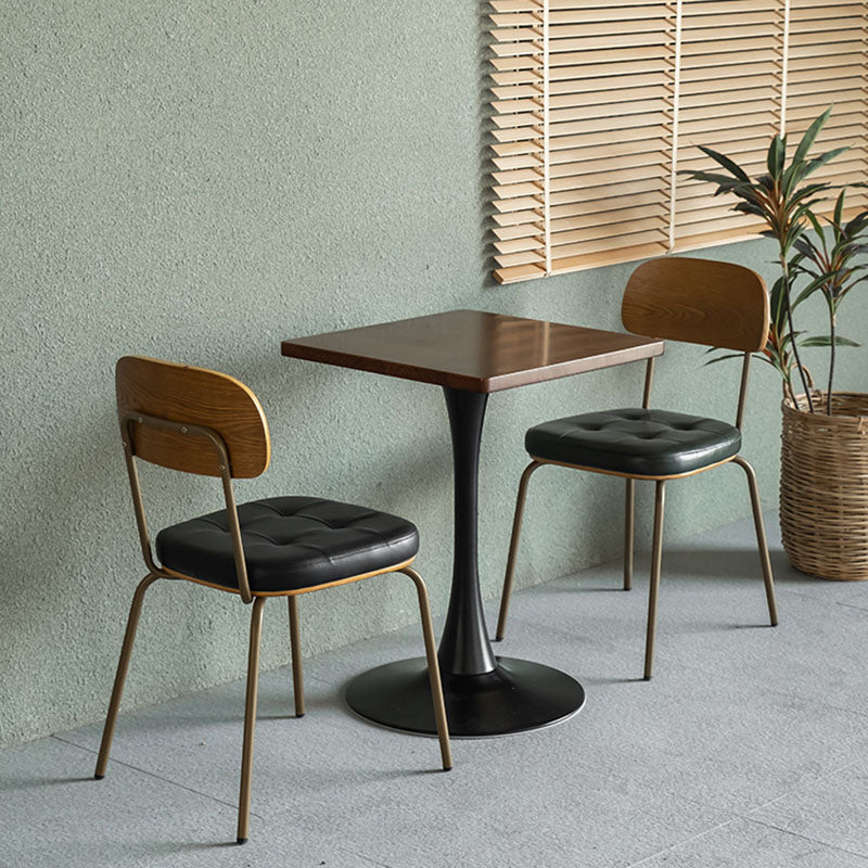 Traditional Vintage Square Cushion Iron PU Leather Sponge Dining Chair Backrest For Dining Room