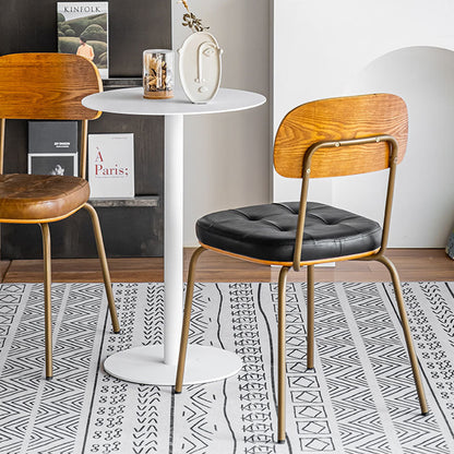 Traditional Vintage Square Cushion Iron PU Leather Sponge Dining Chair Backrest For Dining Room