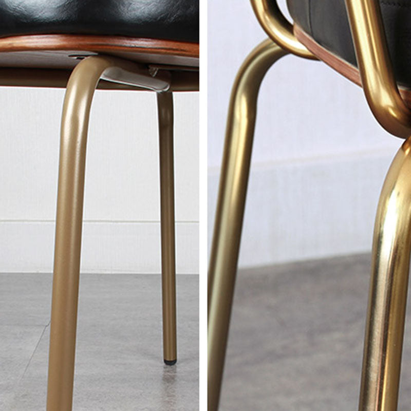 Traditional Vintage Square Cushion Iron PU Leather Sponge Dining Chair Backrest For Dining Room