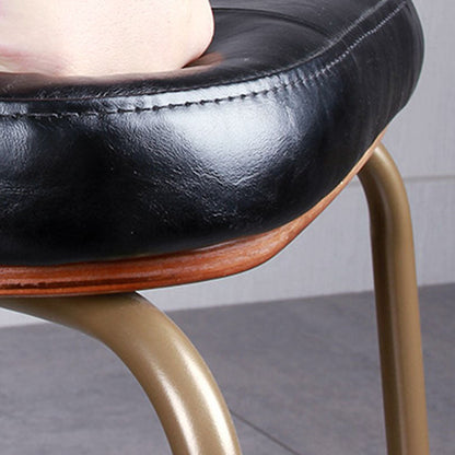 Traditional Vintage Square Cushion Iron PU Leather Sponge Dining Chair Backrest For Dining Room