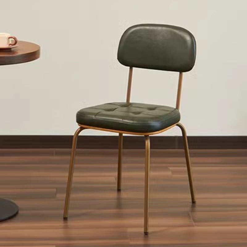 Traditional Vintage Square Cushion Iron PU Leather Sponge Dining Chair Backrest For Dining Room