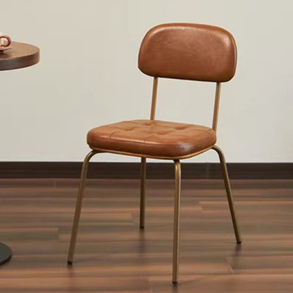 Traditional Vintage Square Cushion Iron PU Leather Sponge Dining Chair Backrest For Dining Room