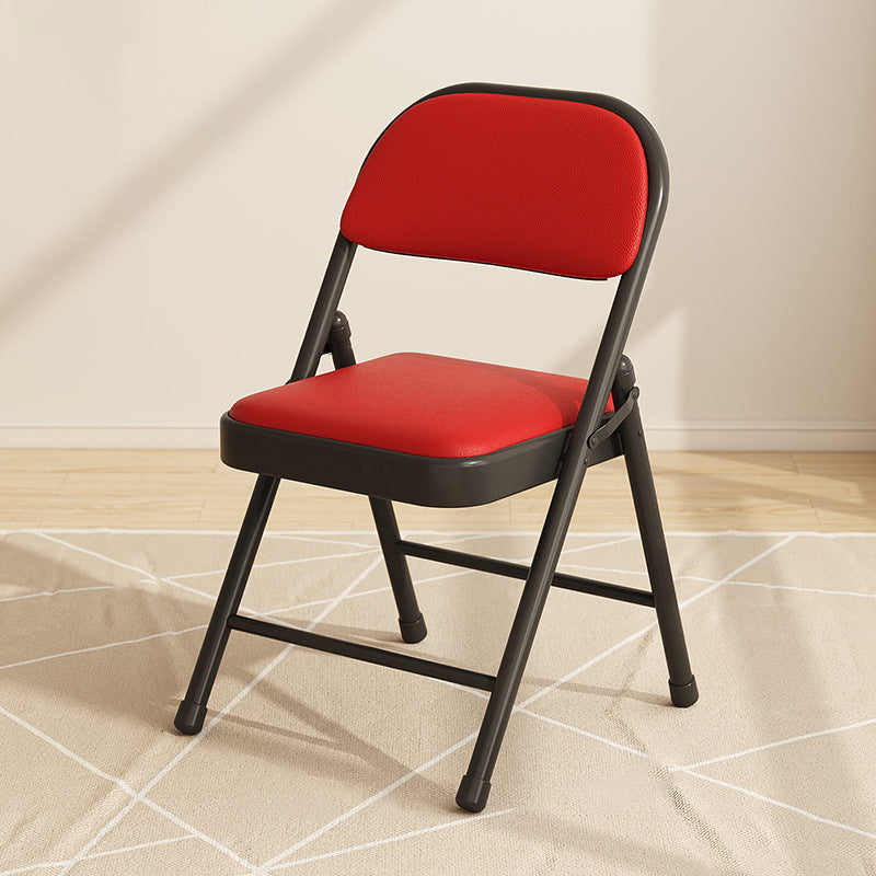 Modern Simplicity Square Stainless Steel PU Leather Sponge Dining Chair Backrest Foldable For Dining Room