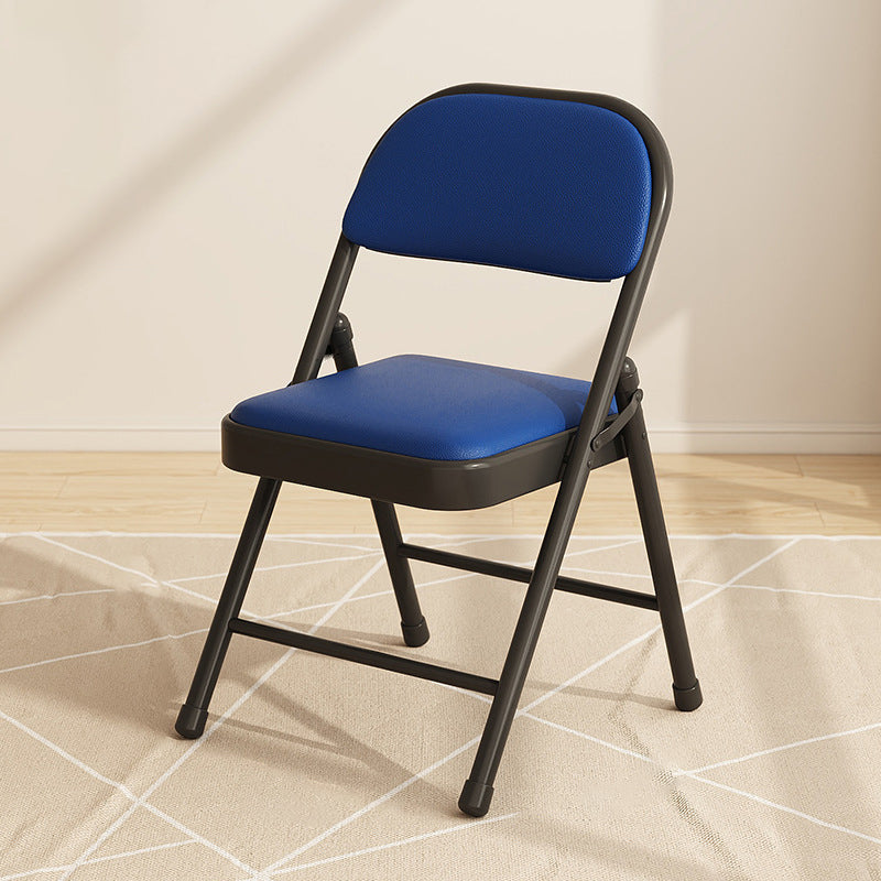 Modern Simplicity Square Stainless Steel PU Leather Sponge Dining Chair Backrest Foldable For Dining Room