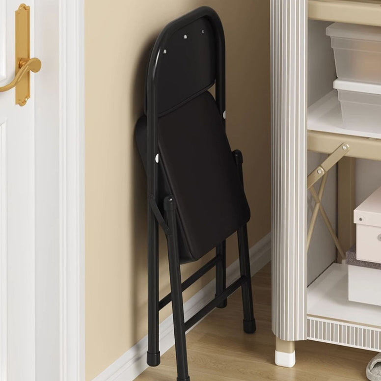 Modern Simplicity Square Stainless Steel PU Leather Sponge Dining Chair Backrest Foldable For Dining Room