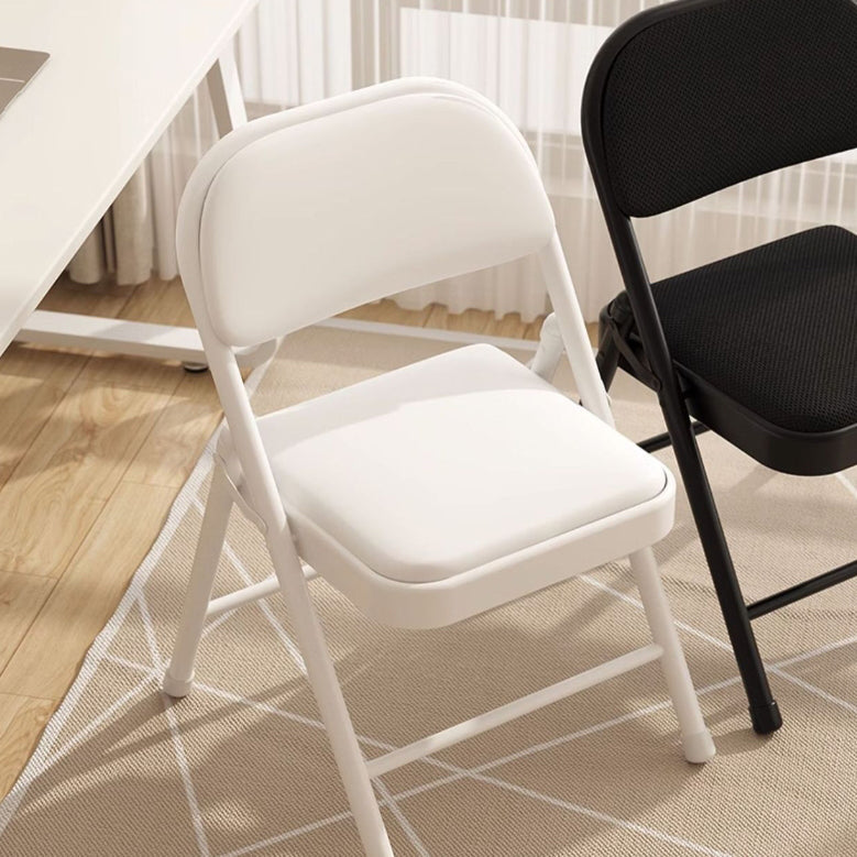 Modern Simplicity Square Stainless Steel PU Leather Sponge Dining Chair Backrest Foldable For Dining Room