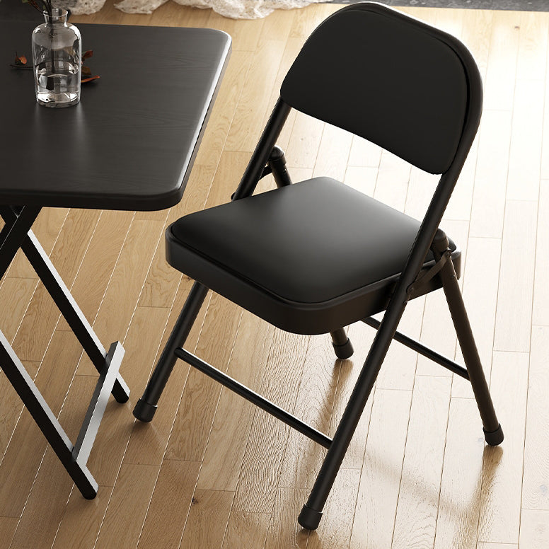 Modern Simplicity Square Stainless Steel PU Leather Sponge Dining Chair Backrest Foldable For Dining Room
