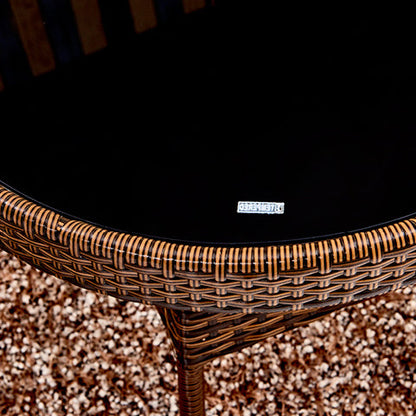 Traditional Vintage Annular Rattan Dining Chair Backrest Armrest For Dining Room