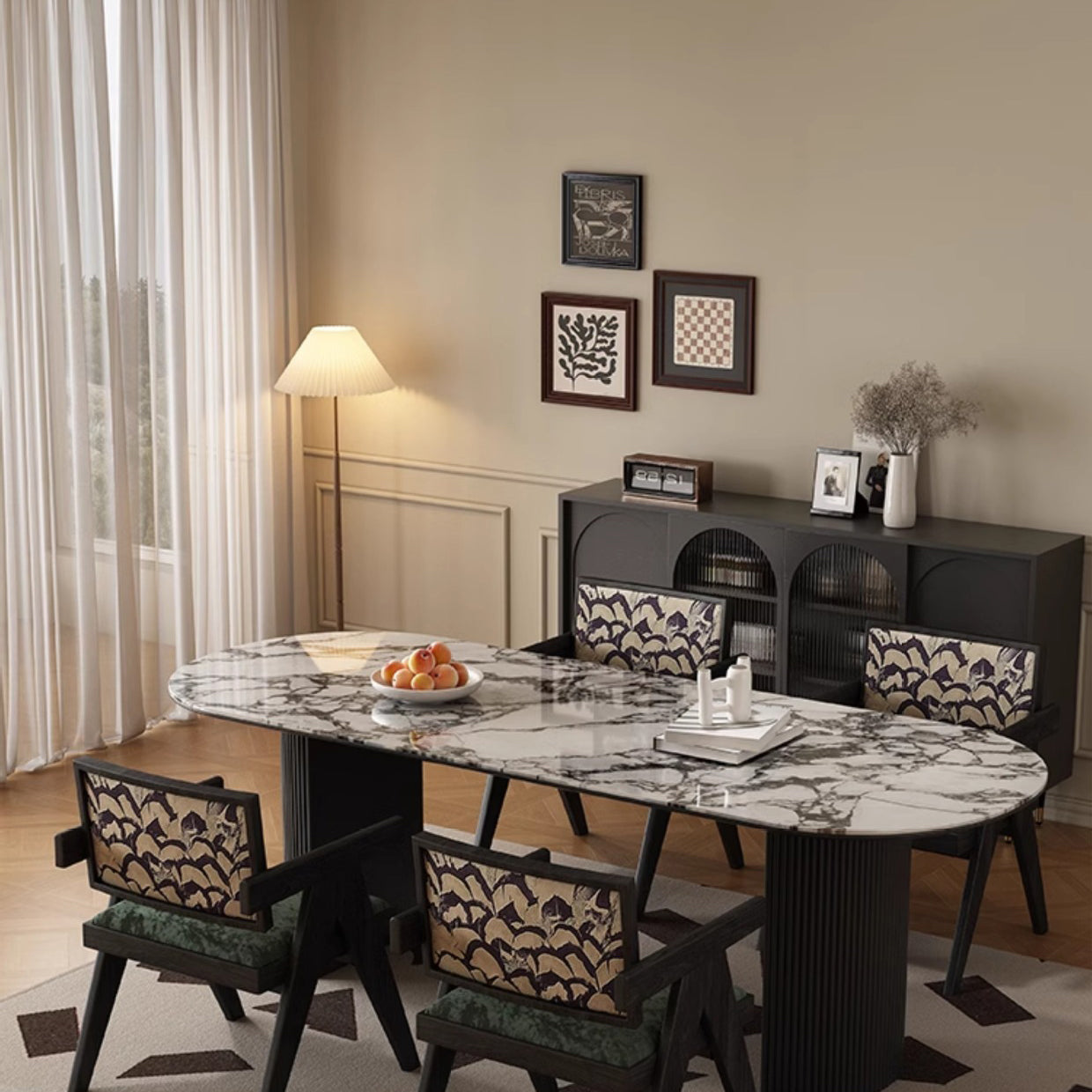 Traditional Vintage Square High Resilience Foam Solid Wood Dining Chair Backrest Armrest For Dining Room