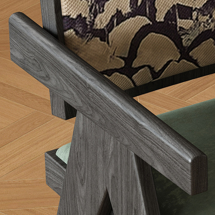 Traditional Vintage Square High Resilience Foam Solid Wood Dining Chair Backrest Armrest For Dining Room