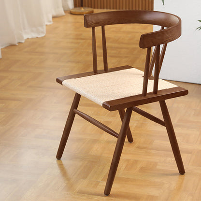 Traditional Chinese Square Solid Wood Rope Dining Chair Backrest For Dining Room