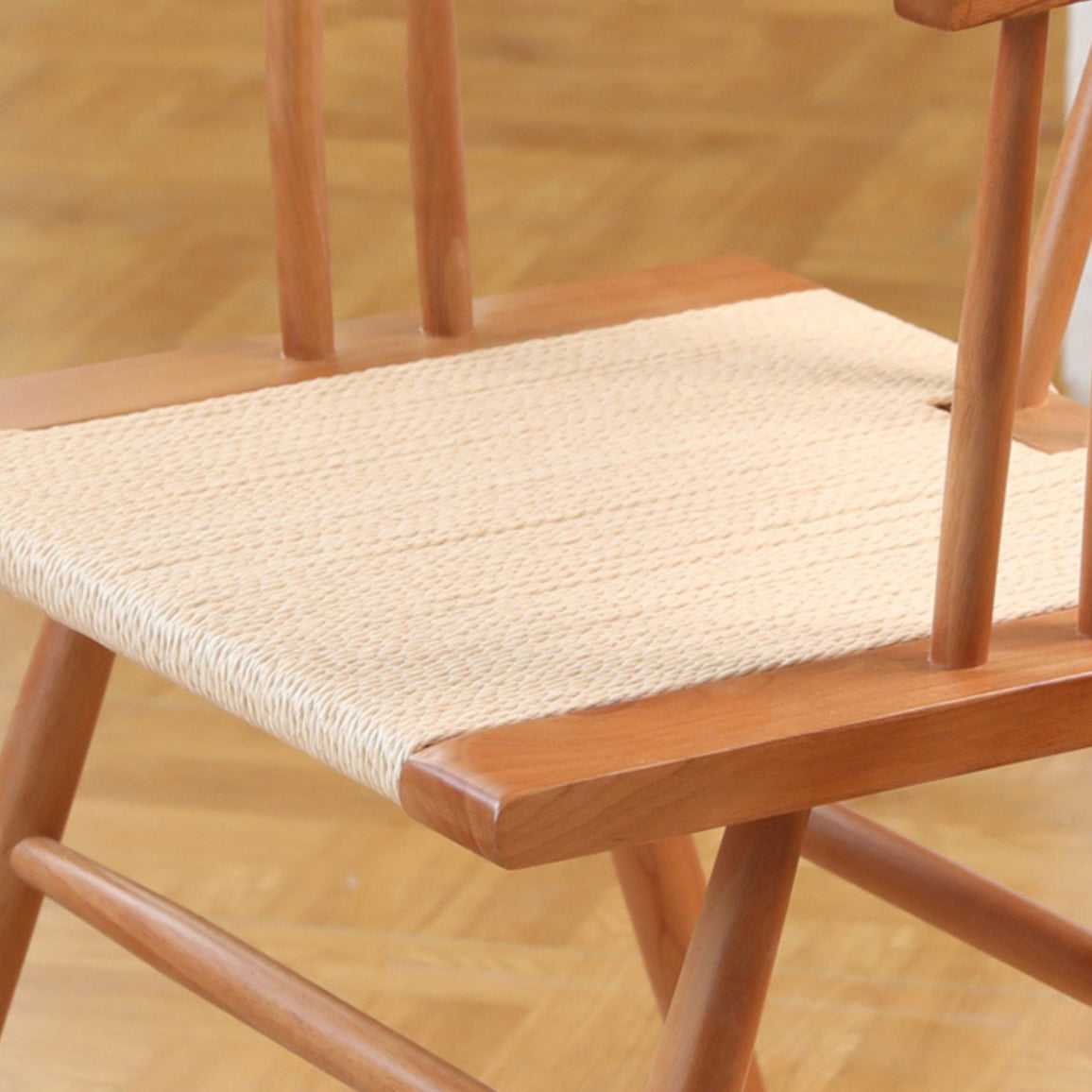 Traditional Chinese Square Solid Wood Rope Dining Chair Backrest For Dining Room