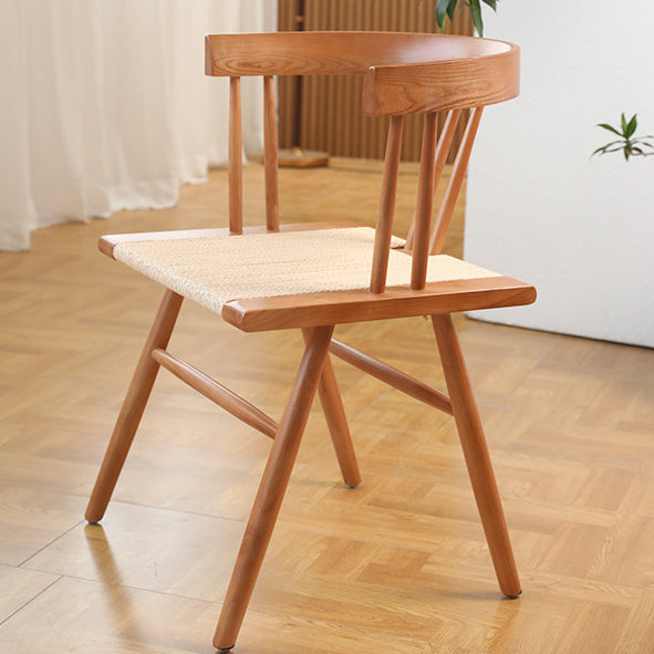 Traditional Chinese Square Solid Wood Rope Dining Chair Backrest For Dining Room