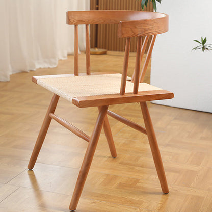 Traditional Chinese Square Solid Wood Rope Dining Chair Backrest For Dining Room